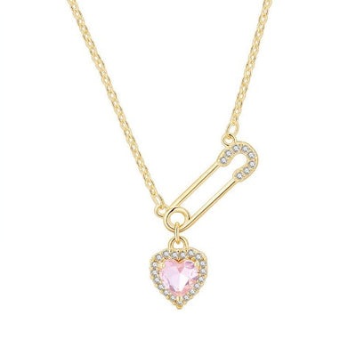 Exquisite Rhinestone Heart Necklace – Elegant Light Luxury Design