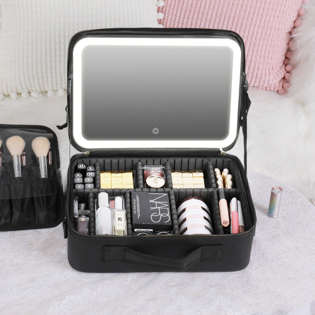 Smart LED Makeup Bag – Portable Mirror Cosmetic Travel Case