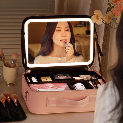 Smart LED Makeup Bag – Portable Mirror Cosmetic Travel Case