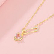Exquisite Rhinestone Heart Necklace – Elegant Light Luxury Design