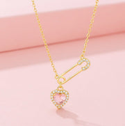 Exquisite Rhinestone Heart Necklace – Elegant Light Luxury Design