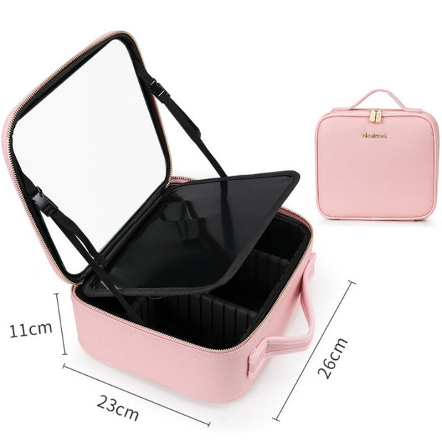 Smart LED Makeup Bag – Portable Mirror Cosmetic Travel Case